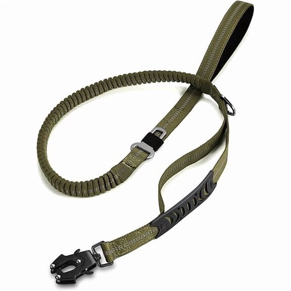 Heavy Duty Dog Leash with 2 Padded Handles & Advanced Easy Metal Clip, 4-6FT Shock Absorbing No Pull Dog Leashes for Medium Large Dogs that Pull (Army Green)