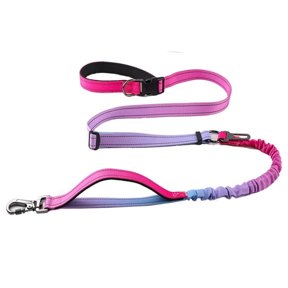 Heavy Duty Dog Leash, 4-7FT Shock Absorbing Bungee with 2 Padded Handles, Metal Carabiner & Seatbelt for Large Dogs