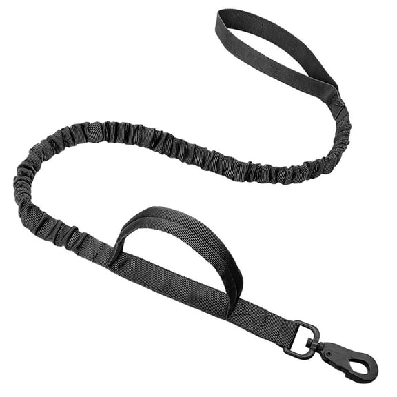 Heavy Duty Dog Leash with Shock Absorption, 2 Padded Handles Training Leash, Improved Dog Safety and Comfort-black