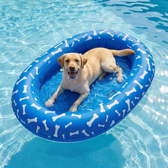 Heavy Duty Dog Pool Float for Small Medium Large Dogs, Supports Up to 200 lbs, Inflatable Dog Float Raft Non-Slip 66" x 46", Durable Polyester Pet Pool Float for Pool Lake Beach