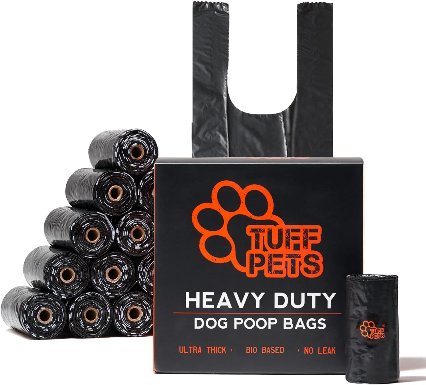 Heavy Duty Dog Poop Bag With Handles - 16 Rolls of Pet Waste Bags - Fits in any Dogs Poo Bag Dispenser or Holder - Thick Dog Poop Bags