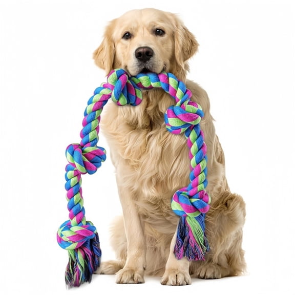 Heavy Duty Dog Rope Toy for Aggressive Chewers with Multiple Knots Indestructible Tug of War and Teeth Cleaning Chew Rope for Large Medium Breed Dogs