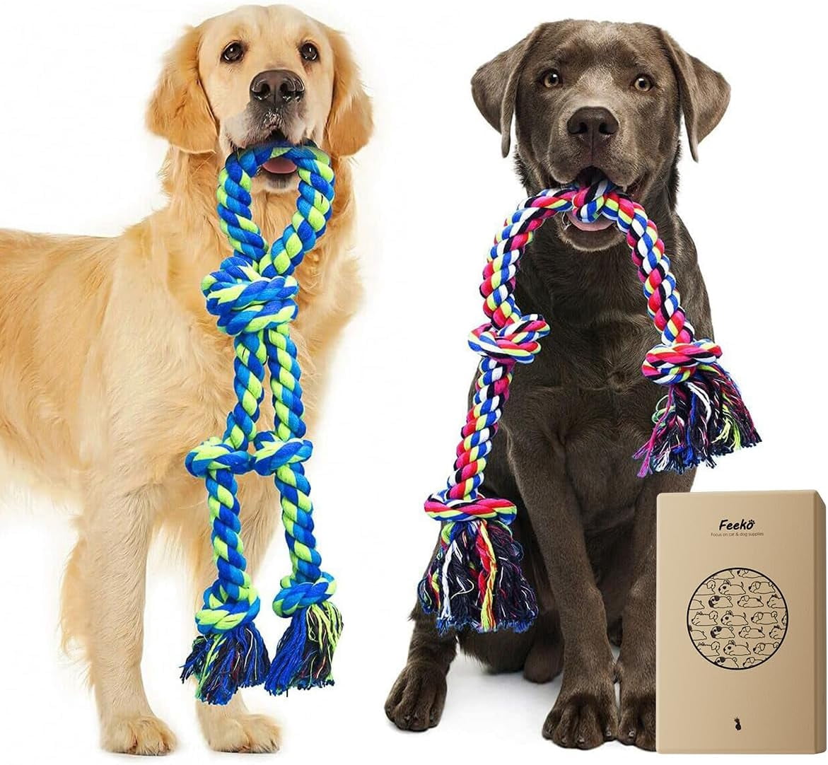 Heavy Duty Dog Rope Toys for Large Breed Aggressive Chewers, 2 Pack Indestructible Teeth Cleaning Tug of War Toy