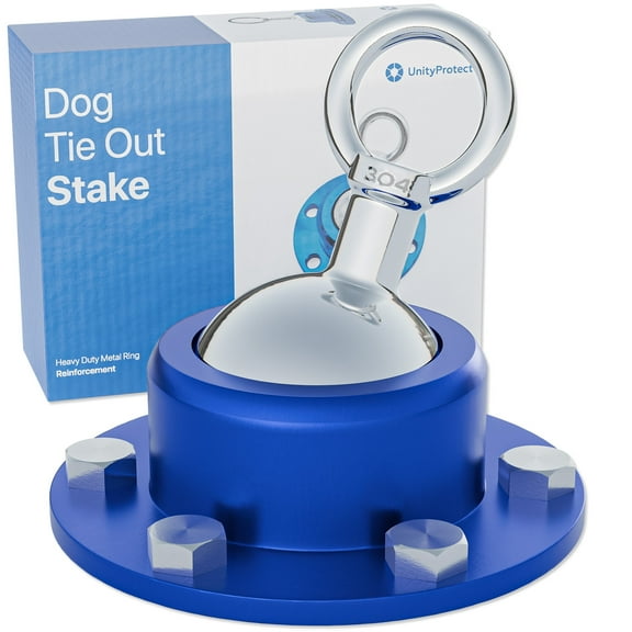 Dog Tie Out Cable and Stake – 30ft Tangle-Free Leash with Stainless Steel Clips – Dog Tether for Yard with 360° Rotating Ring (Dog Tie Out Stake - No Cable, 3, Pounds)