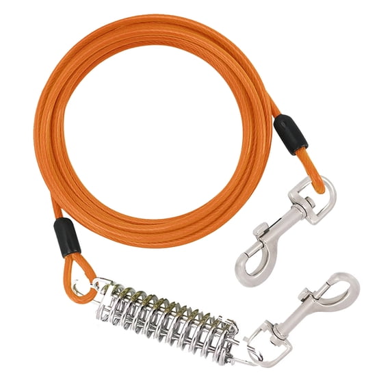 Pet Outdoor Dog Tie Out 8m Long Leash with Spring and Swivel Heavy Duty Runner Chain for Yard Camping Safe Outdoor Pet Restraint 1pc