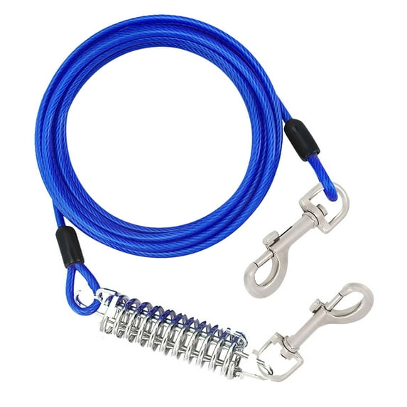 Heavy Duty Dog Tie Out with Spring and Swivel Hook 50FT Long Runner for Large Dogs Up to 500LBS Durable Outdoor Pet Chain for Yard Camping