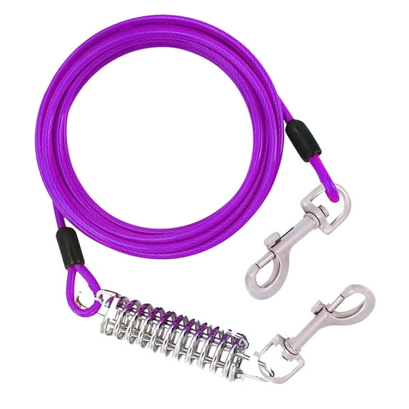 Heavy Duty Dog Tie Out Leash - 8m Long Runner with Springy Clips and Swivel Hooks for Outdoor Use for Yard and Camping