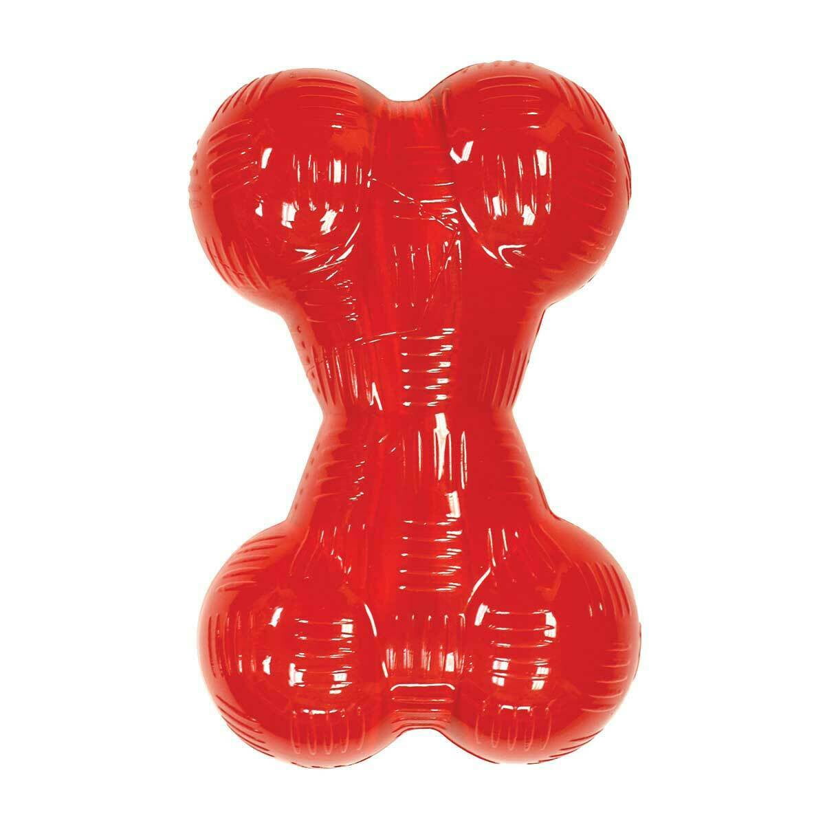 Heavy Duty Dog Toys Red Extra Tough Rubber Floating Hollow Center Chew Fetch Tug (Bone - Medium 5.5")