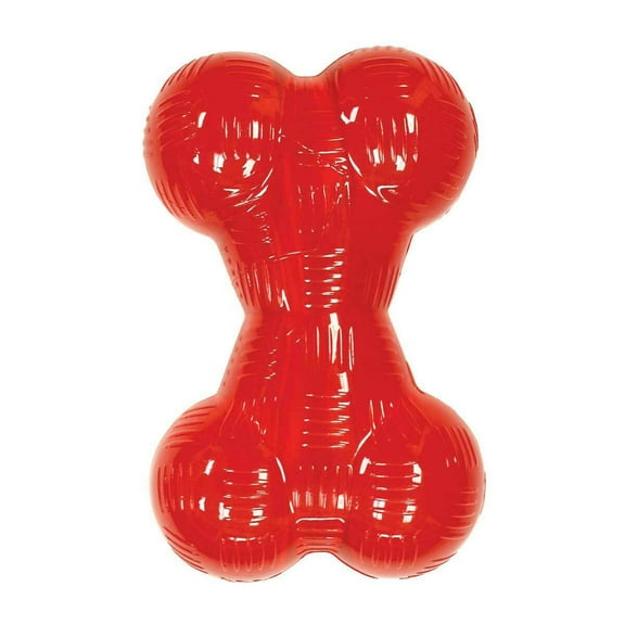 Heavy Duty Dog Toys Red Extra Tough Rubber Floating Hollow Center Chew Fetch Tug (Bone - Small 4.5")