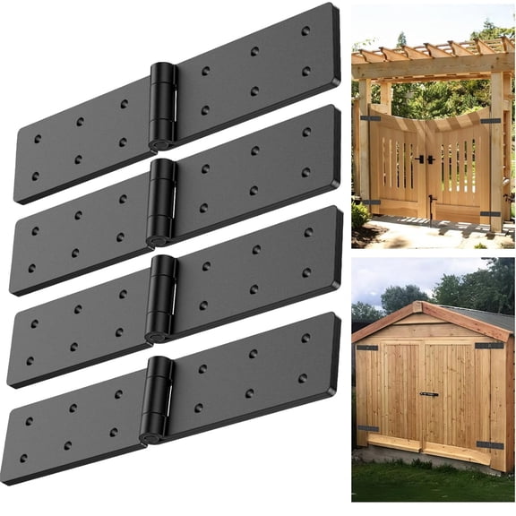 Heavy Duty Door Hinges Topboutique 4 Pack Gate Hinges 270 Degree Adjustable Butt Hinge Outdoor Hinge Folding Butt Hinges for Wood Fences Barn Doors & Table, Double Layer, Black
