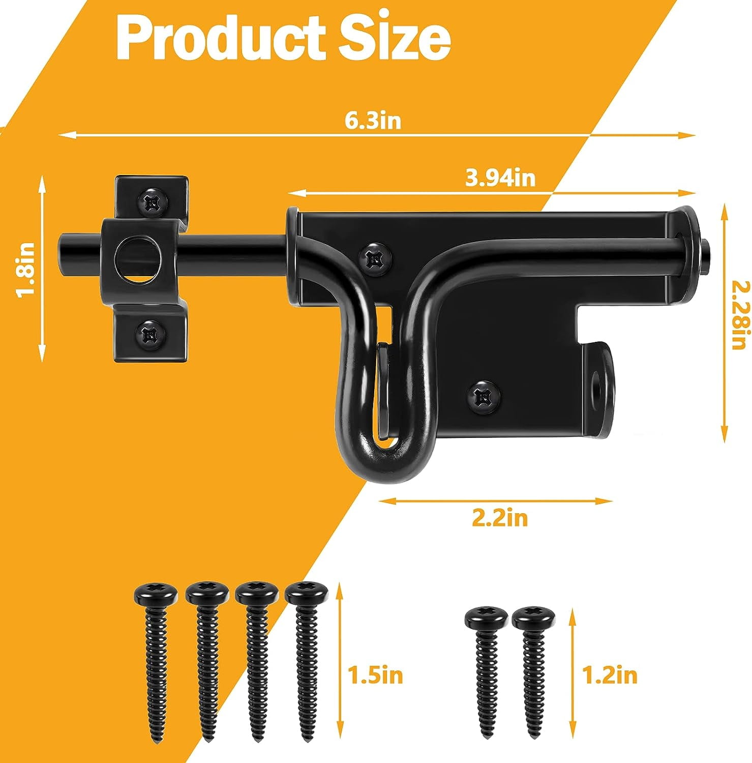 4 Pack 5 Inch Barrel Bolt Lock, Heavy Duty Slide Latch Lock, Security - View #9