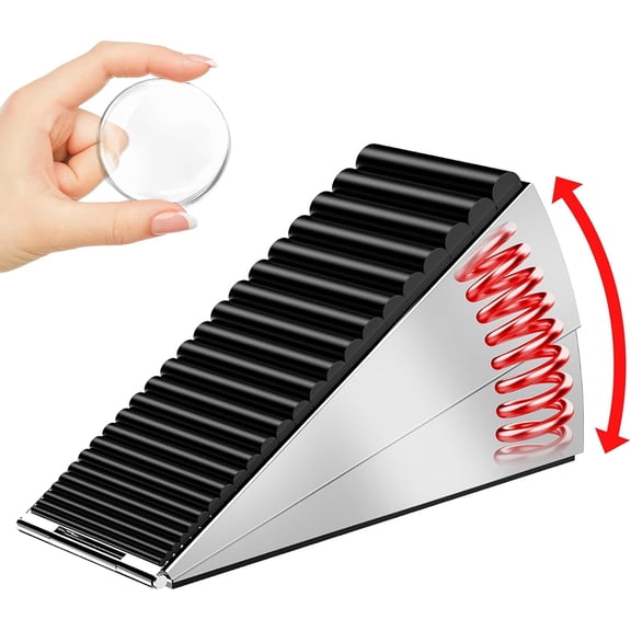 Heavy Duty Door Stoppers for Bottom of Door - Adjustable Spring Large Door Stop Wedge, Anti-Slip Rubber Grip,3" High Metal Doorstop Suits Carpet,Tile,Commercial,Home-Silver1Pc+1 Wall Protector