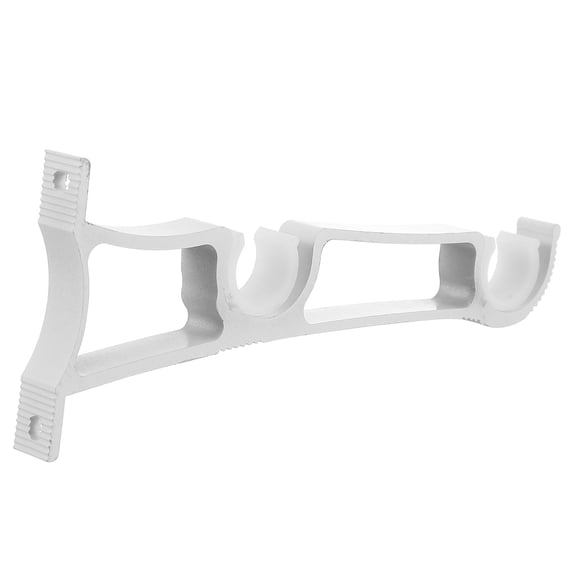 Heavy Duty Double Curtain Rod Bracket Holder - Decorative White Rod Hook Hanger for Window Valance, Drapes, and Curtain Accessories