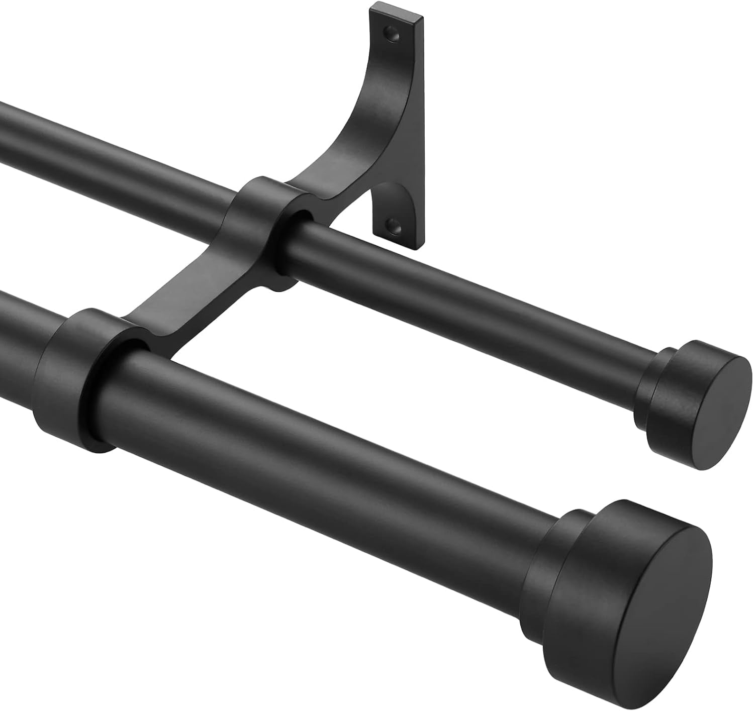 Adjustable Double Curtain Rod Set 84-120 Inch - Brushed Nickel, Wrap-Around Design For Blackout Curtains