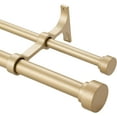 thumbnail image 1 of Heavy Duty Double Curtain Rods with Cylindrical Cap Finials - 36 to 72' Telescoping Rods, 1 Inch and 5/8 Inch Diameter, Light Gold, 1 of 13