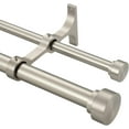 thumbnail image 1 of Heavy Duty Double Curtain Rods with Cylindrical Cap Finials - 72 to 144' Telescoping Rods, 1 Inch Front and 5/8 Inch Back - Matte Nickel, 1 of 14