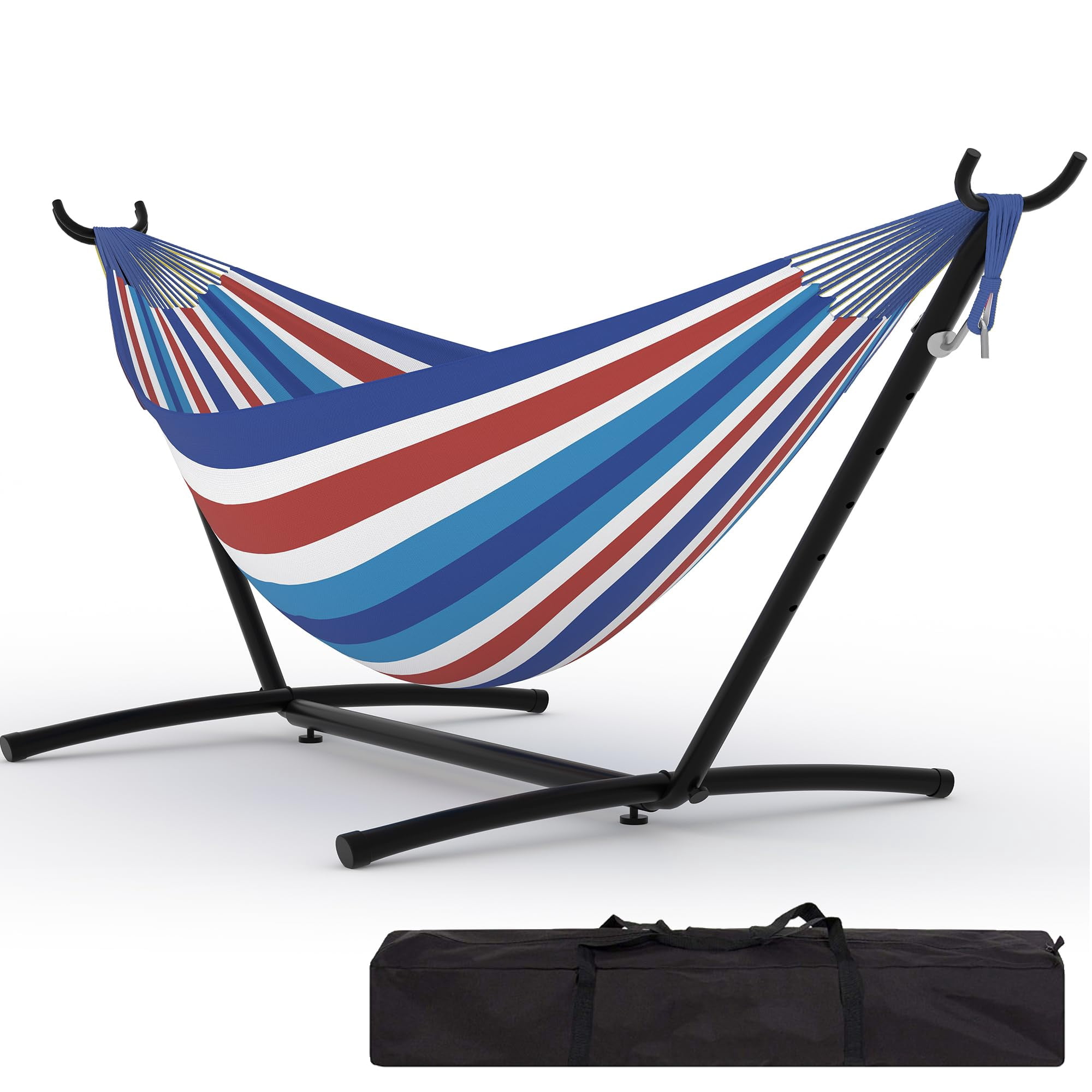 Heavy Duty Double Hammock with Steel Stand – Outdoor Patio & Garden Hammock, Space-Saving Portable Design, 450lb Capacity, Includes Carry Bag and Stand, Perfect for Backyard, Camping, or Yard Use