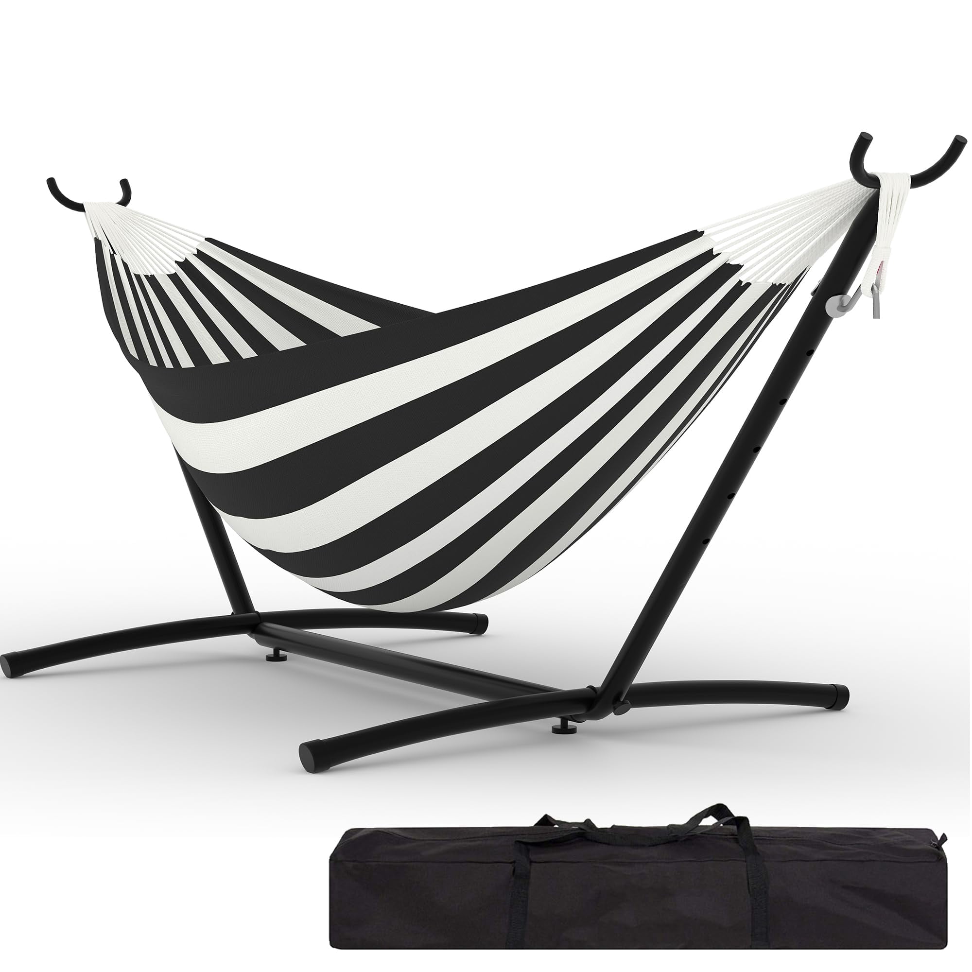 Heavy Duty Double Hammock with Steel Stand – Outdoor Patio & Garden Hammock, Space-Saving Portable Design, 450lb Capacity, Includes Carry Bag and Stand, Perfect for Backyard, Camping, or Yard Use