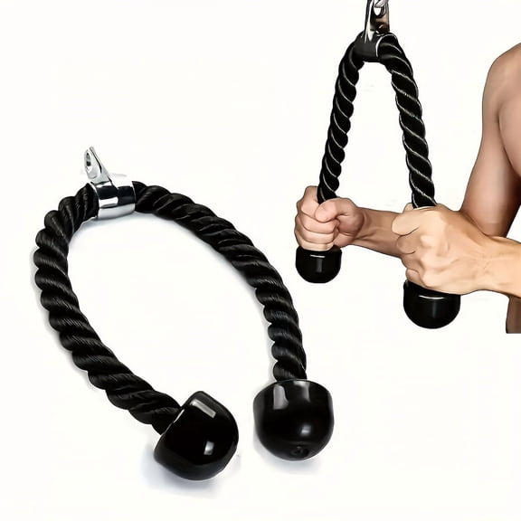 Heavy Duty Double-Headed Biceps & Triceps Training Rope with High-Position Pull Down Handle - Cordless Resistance Rope Suitable for Men & Women, Arm Muscle Workout Equipment, Ideal for Gym