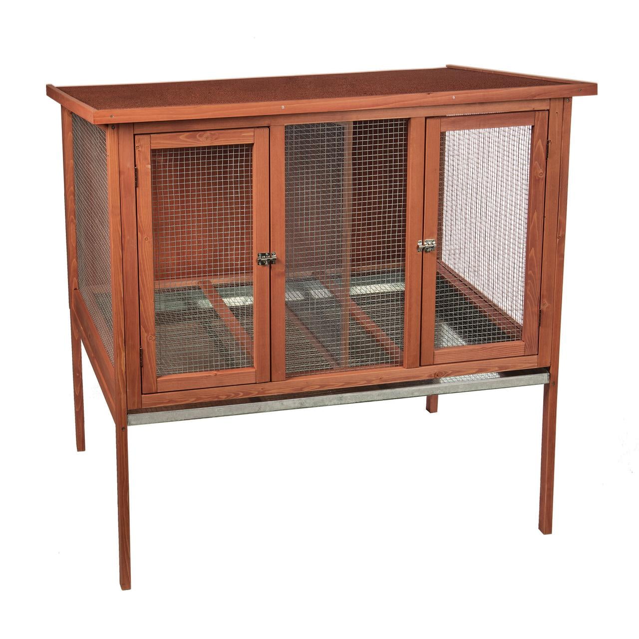 Heavy Duty Wooden Double Rabbit Hutch with Wire Mesh