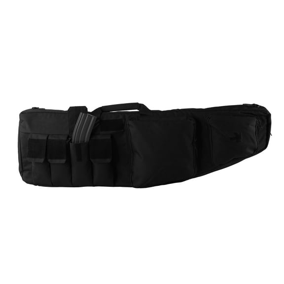 Heavy Duty Double Rifle Case High Quality Lockable Gun Soft Sided Cases Dual Padded Backpack Straps 4 Large Pouches Front Pockets Molle Black