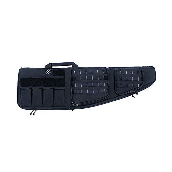 Heavy Duty Double Rifle Storage Case Lockable Gun Soft Sided Carrier Bag Dual Padded Shoulder Straps 4 Large Pouches Front Pockets Black