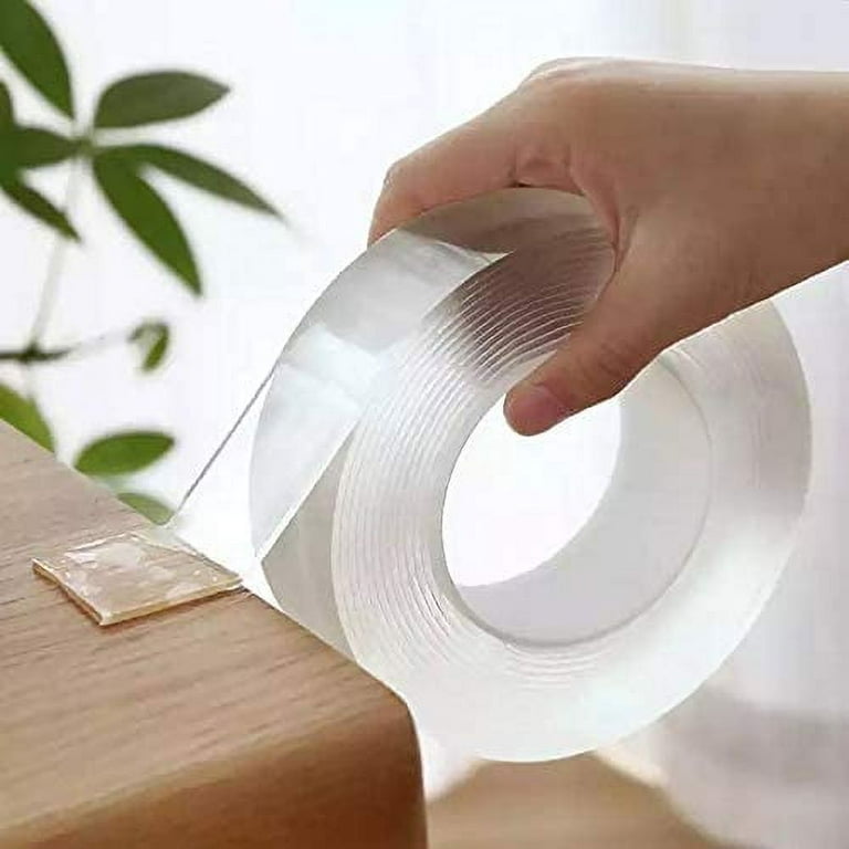 Heavy Duty Double Sided Grip Tape for Walls Clear Waterproof Mounting  Double-Sided Tape Removable Bulk Transparent for Paste Items Household  16.5FT/5 (Color: clear, Tamaño: 16.5 FT)