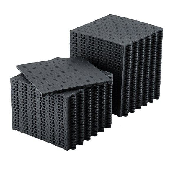 Heavy Duty Double-Sided Non-Slip Garage Floor Mats – 50 Pack 12"x12" interlinked PVC Tiles – Durable Anti-Slip Car Interior Protection for Garage, Basement, Workshop, Repair Shop
