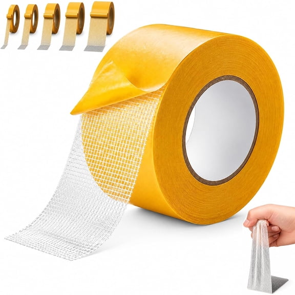 Heavy-Duty Double-Sided Tape, Grid Double Sided Tape, Waterproof Strong Double-Sided Tape, Universal High-Tack Double-Sided Mesh Tape (1.2" * 66FT)