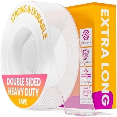 Heavy Duty Double Sided Tape - Nano Double Sided Adhesive Tape 1.18 inch Wide Removable Wall Tape Sticky Poster Tape Decor Scrapbook Supplies Scrapbookig Strips 9.85ft