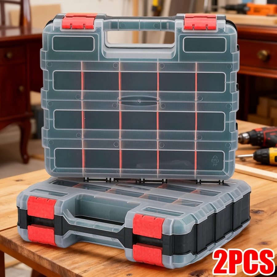 Storage Containers For Tools Heavy-Duty Double-Sided Tool Organizer with Detachable Dividers & Lid ...