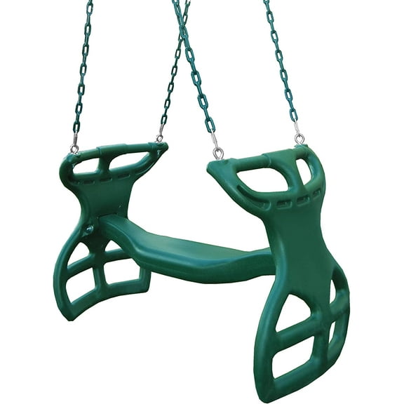 Heavy Duty Double Slide Swing with Coated Chains, 18"W x 25"H x 40"L, Green