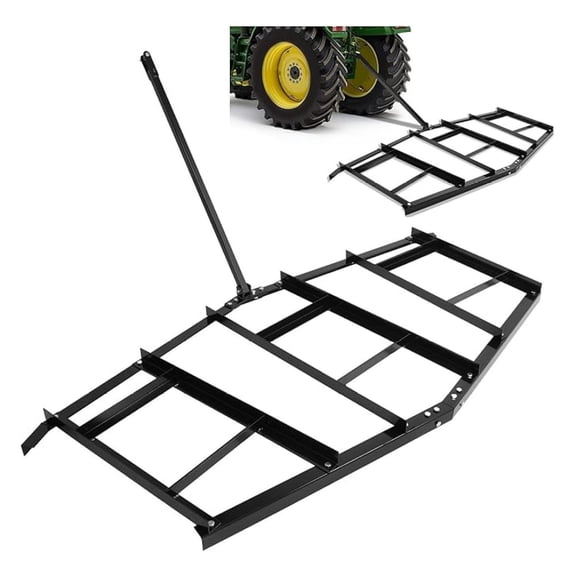 Heavy Duty Drag 84" Width Tow Behind Drag Rake Driveway Grader Black Steel Powder Coated Pin-Style Hitch for ATV UTV Garden Lawn Tractors