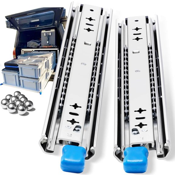 Heavy Duty Drawer Slides 257Lbs Locking Side Mount Full Extension Ball Bearing, 12"-40" Tool Box & RV Drawer Tracks Cabinet Runners Sliding Rails Glides (1 Pair, 20 Inch)