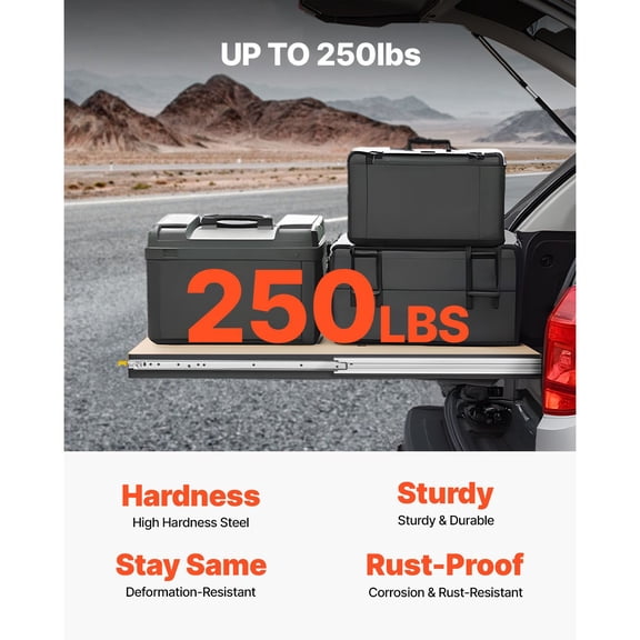 Heavy Duty Drawer Slides 30inch, 1 Pair Locking Drawer Slides 250lbs Load Capacity, Side Mount Ball Bearing, 3-Fold Full Extension