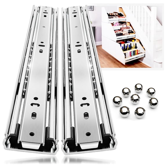 Heavy Duty Drawer Slides Full Extension Side Mount 12 14 16 18 20 22 24 26 28 30 32 34 36 40 Inch Metal Rails Track Guide Glides Runners 150 Lbs 1 Pair (Without Lock, 20 inch)