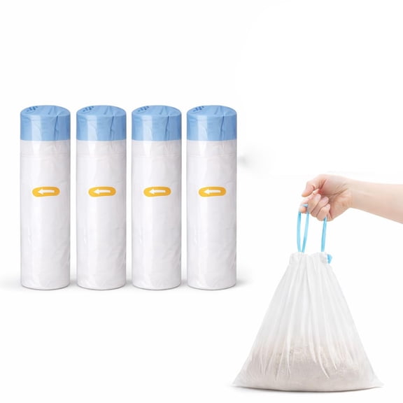 Heavy Duty Drawstring Cat Litter Box Liners Compatible with , 60 Count (4 Rolls) 18 x 16 Inches, Thick & Durable for Multi-Cat Homes, Leak-Resistant Daily Use, White
