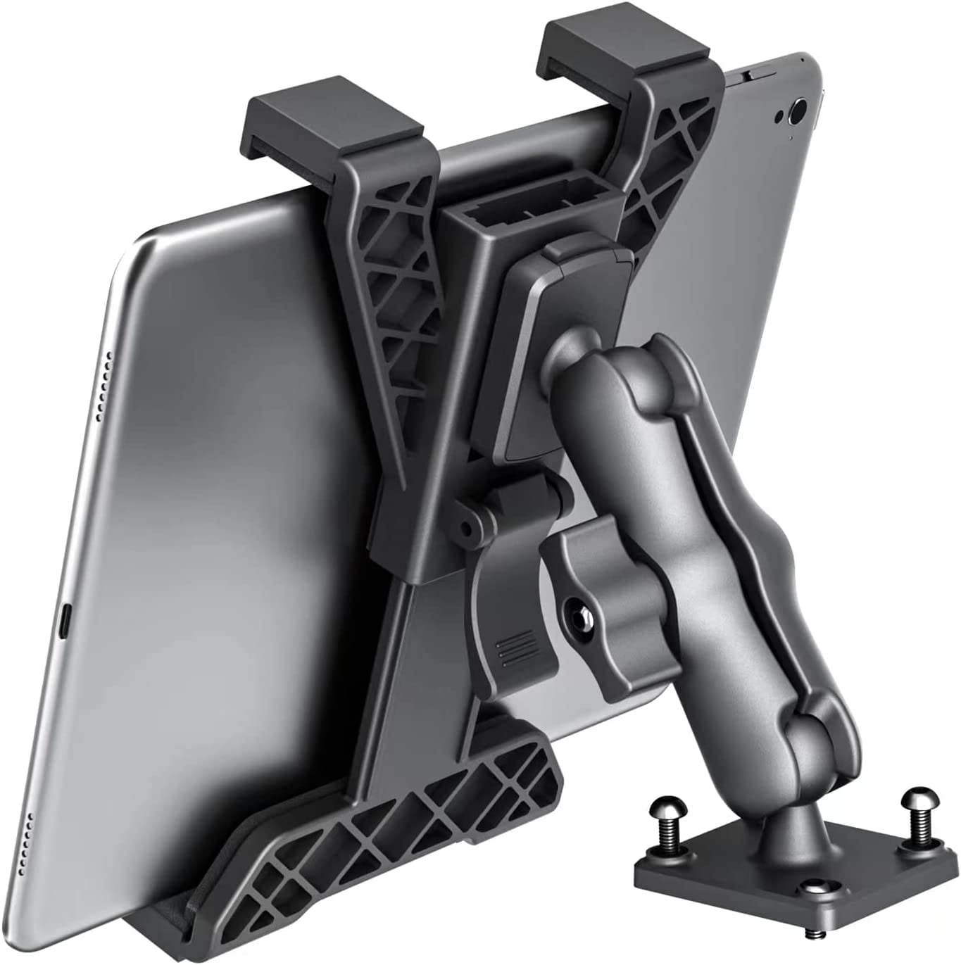 Heavy Duty Drill Base Tablet Holder for Trucks & Boats – Permanent Dashboard Mount for 7-11’’ iPad mini/Air/Pro – Anti-Shake Vibration-Free Navigation Mount for Wall, Desk, Commercial Vehicles