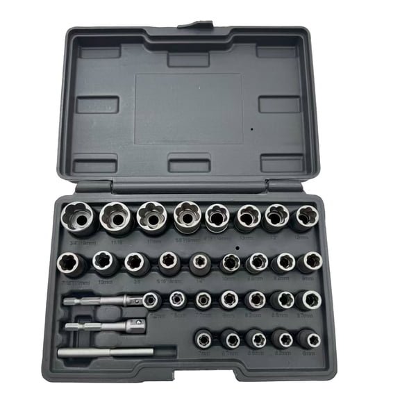 Heavy Duty Drill Bit and Accessory Set Complete Socket Nut Extractor Tool Kit for Automotive Furniture Assembly and General Applications