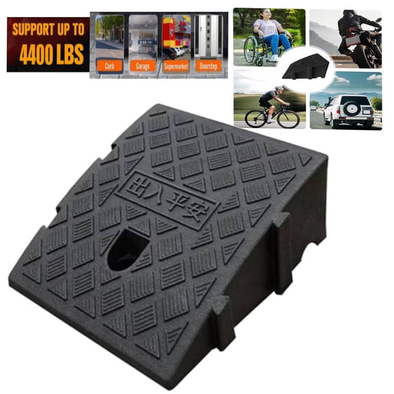 Heavy Duty Curb Ramps for Driveway, Rubber Threshold Ramp 4400LB Capacity for Wheelchair, Scooter, Cars & Trucks, Black
