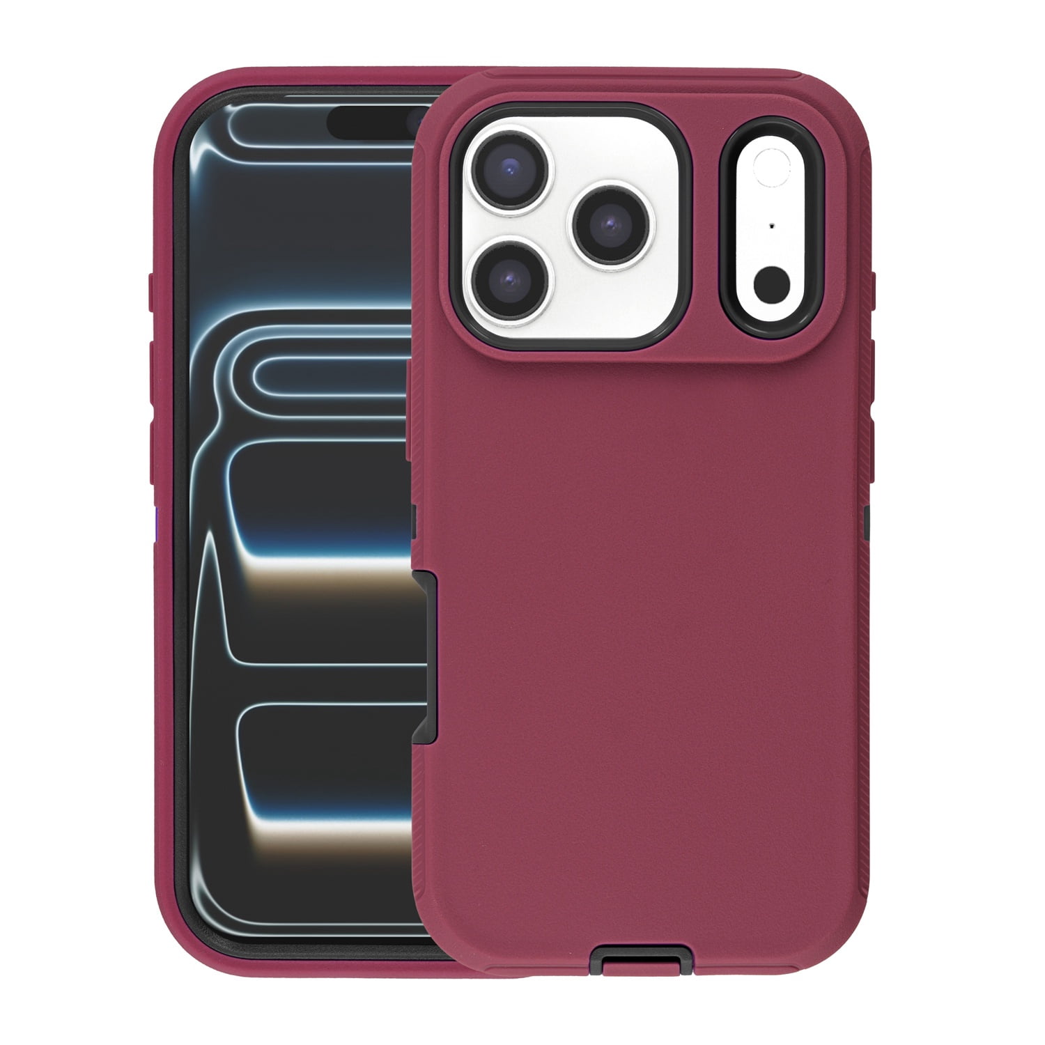 Heavy Duty Drop Resistant Case for iPhone 17 Pro Max - Maroon and Black