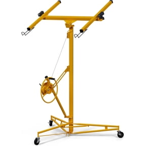 Heavy Duty Drywall Lift 11ft 150 lbs Capacity Panel Hoist with 360 Rotating Cradle, Collapsible Steel Frame & Lockable Wheels Ceiling Wall Installation