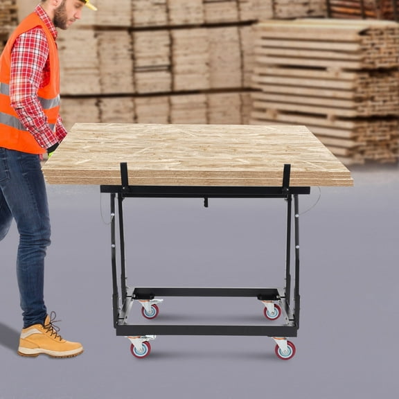 Heavy-Duty Drywall Panel Cart with Adjustable Height & Load Capacity, 1000lbs, Rubber Wheels, Tilt Design, & Universal Casters for Easy Panel Transport