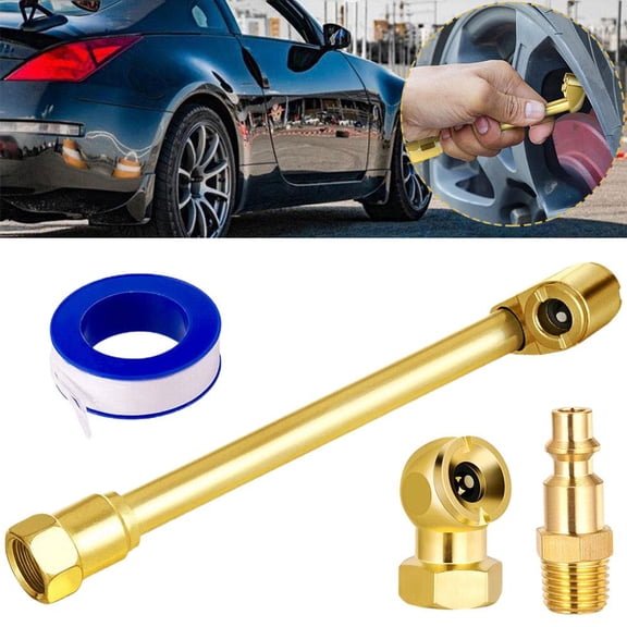 Heavy Duty Dual Head Tire Inflator Chuck with 1/4 Inch Male Quick Plug - Professional Air Compressor Accessory for Cars, Trucks, Motorcycles