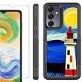 thumbnail image 1 of Heavy Duty Dual Layer Hybrid Phone Case for Samsung Galaxy S24 FE 5G with Tempered Glass Screen Protector, by OneToughShield - Starry Night Lighthouse, 1 of 4