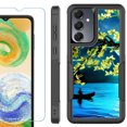 thumbnail image 1 of Heavy Duty Dual Layer Hybrid Phone Case for Samsung Galaxy S24 FE 5G with Tempered Glass Screen Protector, by OneToughShield - Almond Blossom Night, 1 of 4
