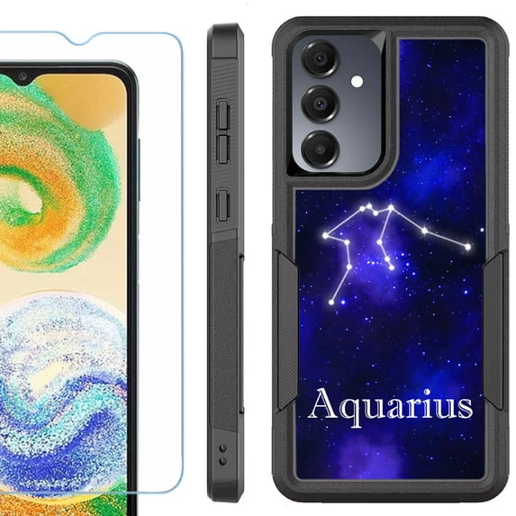 Heavy Duty Dual Layer Hybrid Phone Case for Samsung Galaxy S24 FE 5G with Tempered Glass Screen Protector, by OneToughShield - Aquarius