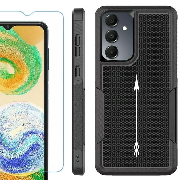 Heavy Duty Dual Layer Hybrid Phone Case for Samsung Galaxy S24 FE 5G with Tempered Glass Screen Protector, by OneToughShield - Arrow