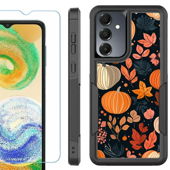 Heavy Duty Dual Layer Hybrid Phone Case for Samsung Galaxy S24 FE 5G with Tempered Glass Screen Protector, by OneToughShield - Autumn Season