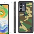 thumbnail image 1 of Heavy Duty Dual Layer Hybrid Phone Case for Samsung Galaxy S24 FE 5G with Tempered Glass Screen Protector, by OneToughShield - Camo Green, 1 of 4